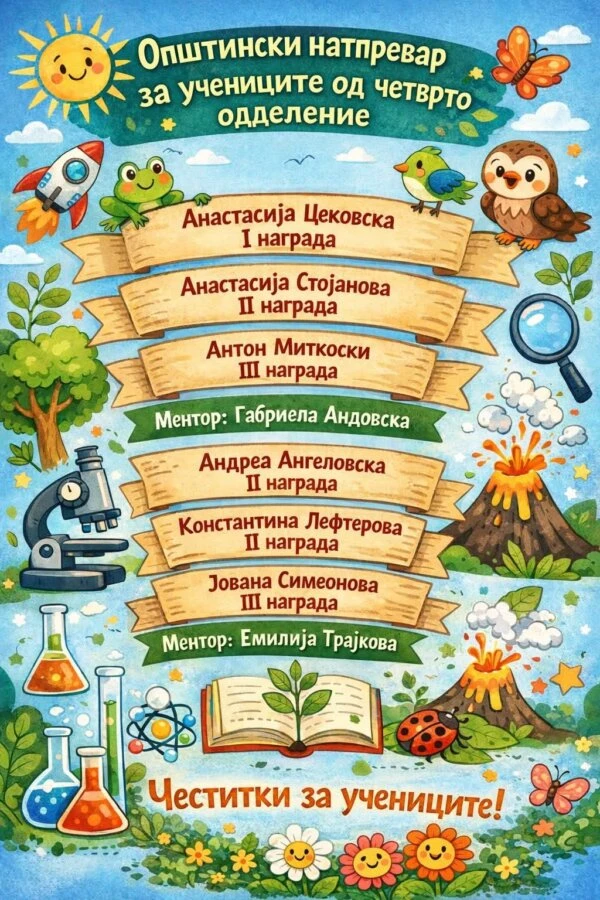 општински натпревар по природни науки со учениците од четврто одделение 03 03 2026